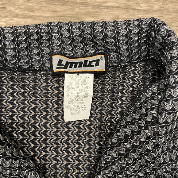 YMLA Vintage Club Shirt Semi-Translucent Metallic Waves Made in USA Men's M - Picture 2 of 8